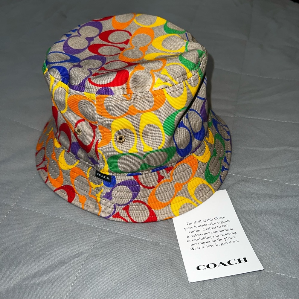 Coach Signature Rainbow Canvas Bucket Hat
